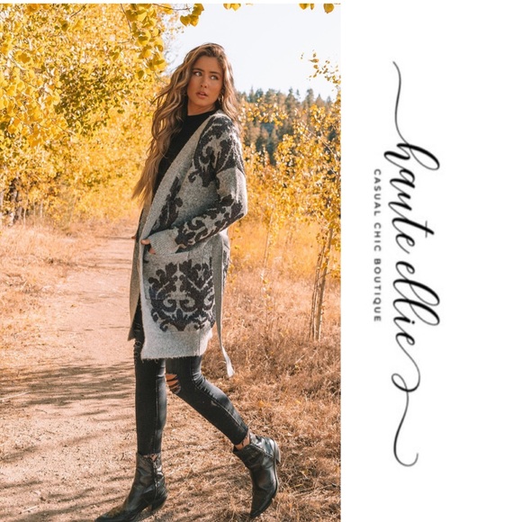 Gray Black Midnight Solstice Belted Cardigan - Picture 6 of 9